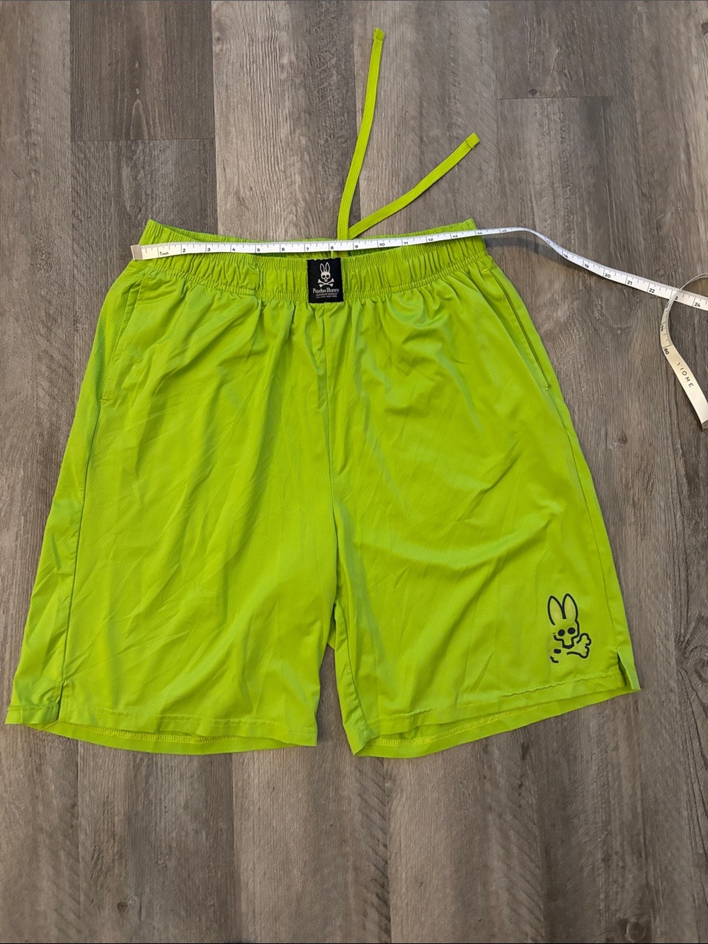 Psycho Bunny Lime Green Performance Shorts, Mens Size Medium